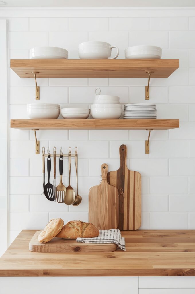 Open Shelving with Under-Shelf Hooks