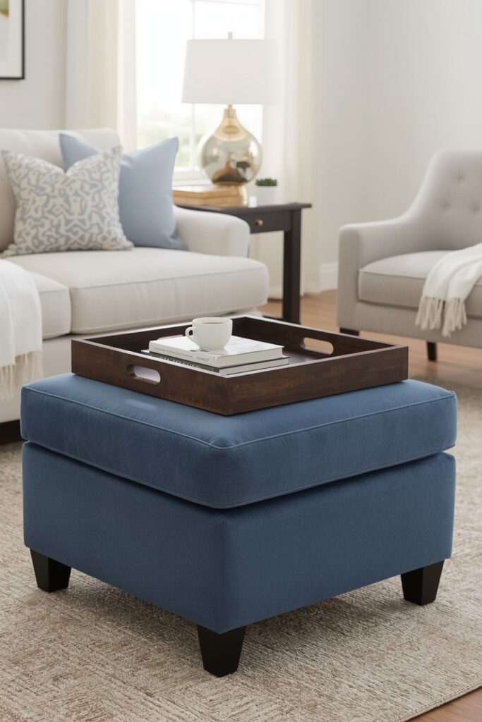 Storage Ottoman with Tray Top