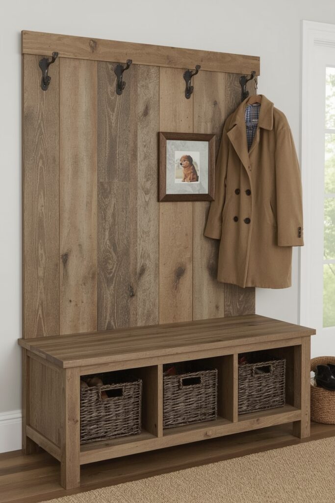 Reclaimed Wood Shoe Cubby Bench