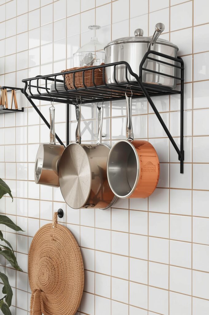 Wall-Mounted Foldable Pot Rack