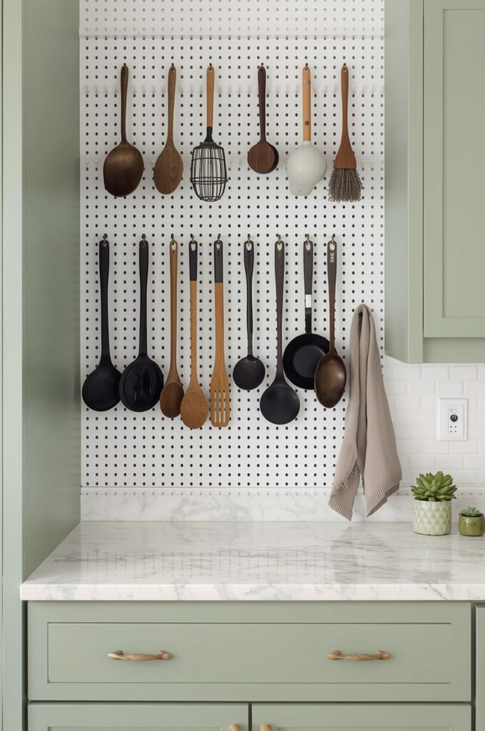 Pegboard Backsplash for Hanging Utensils