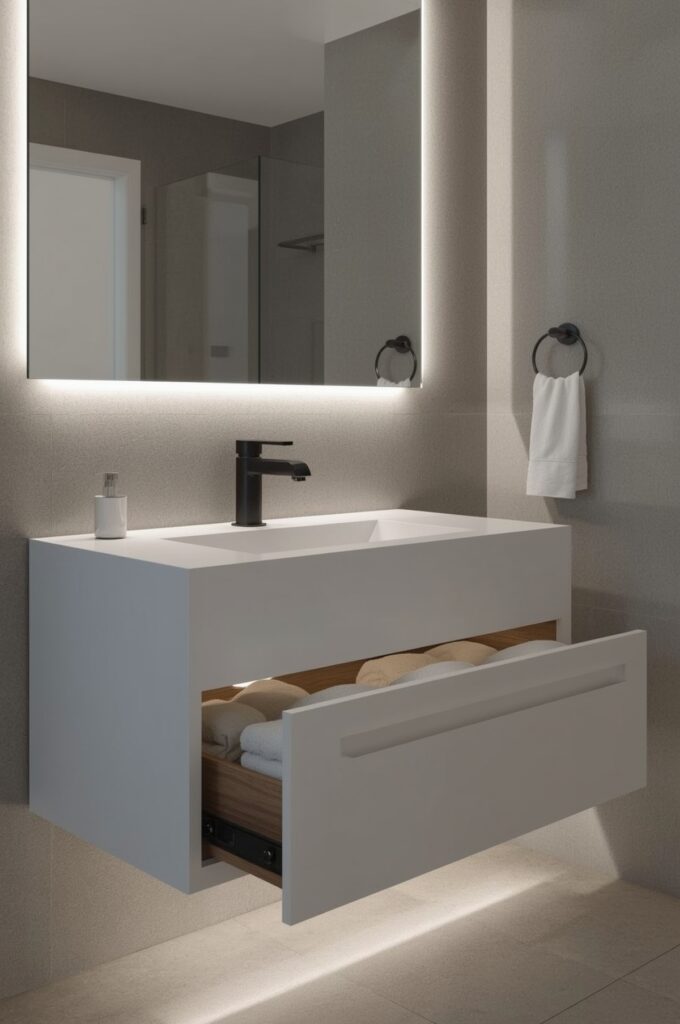 Floating Vanity with Hidden Storage