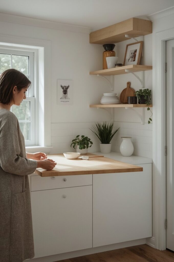 Fold-Down Wall-Mounted Counter