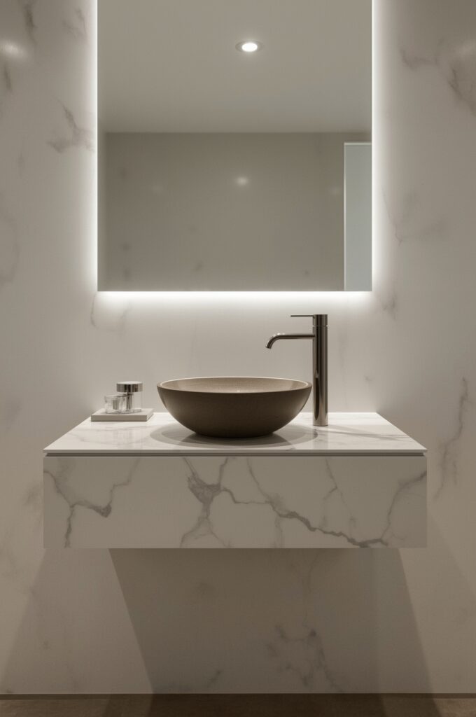 Vessel Sink on Slim Countertop