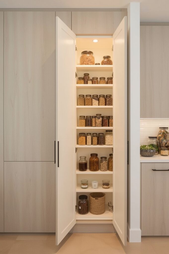 One-Wall Layout with Tall Pantry Tower