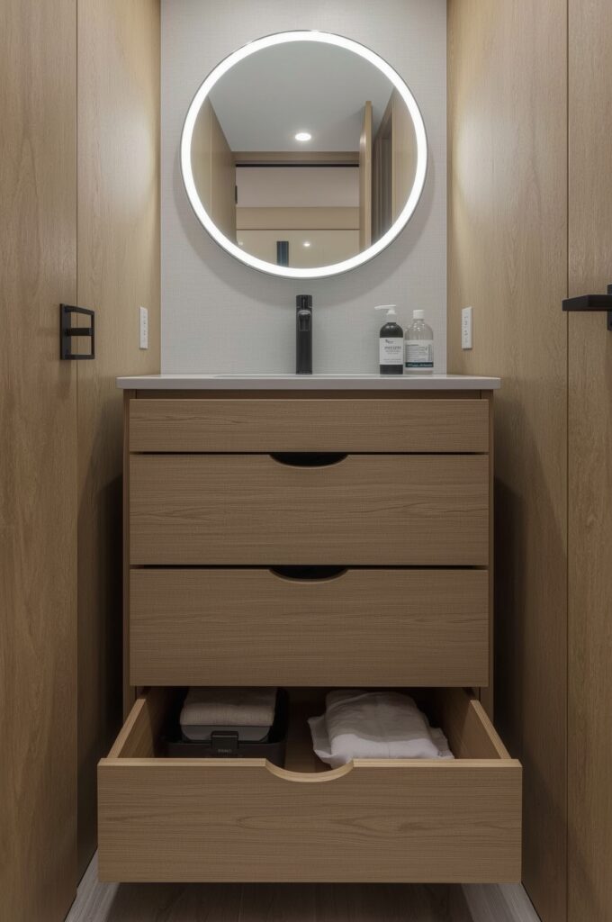 Compact Vanity with Drawers