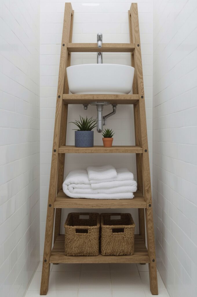 Ladder-Style Vanity with Towel Storage