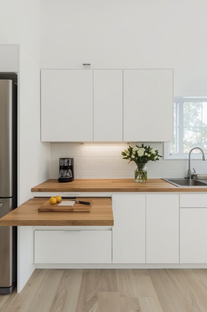 Compact Kitchen with Fold-Out Counter