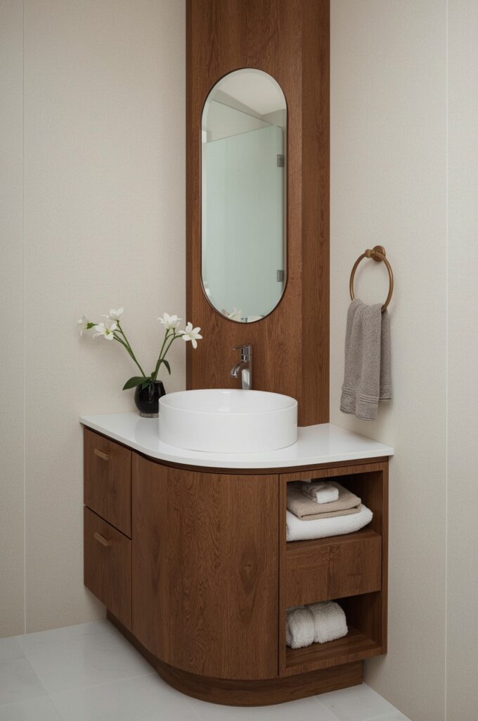 Curved Vanity for Tight Corners