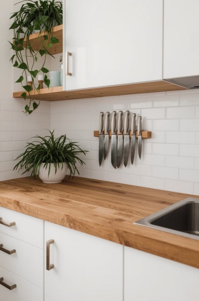 Countertop with Magnetic Knife Strip