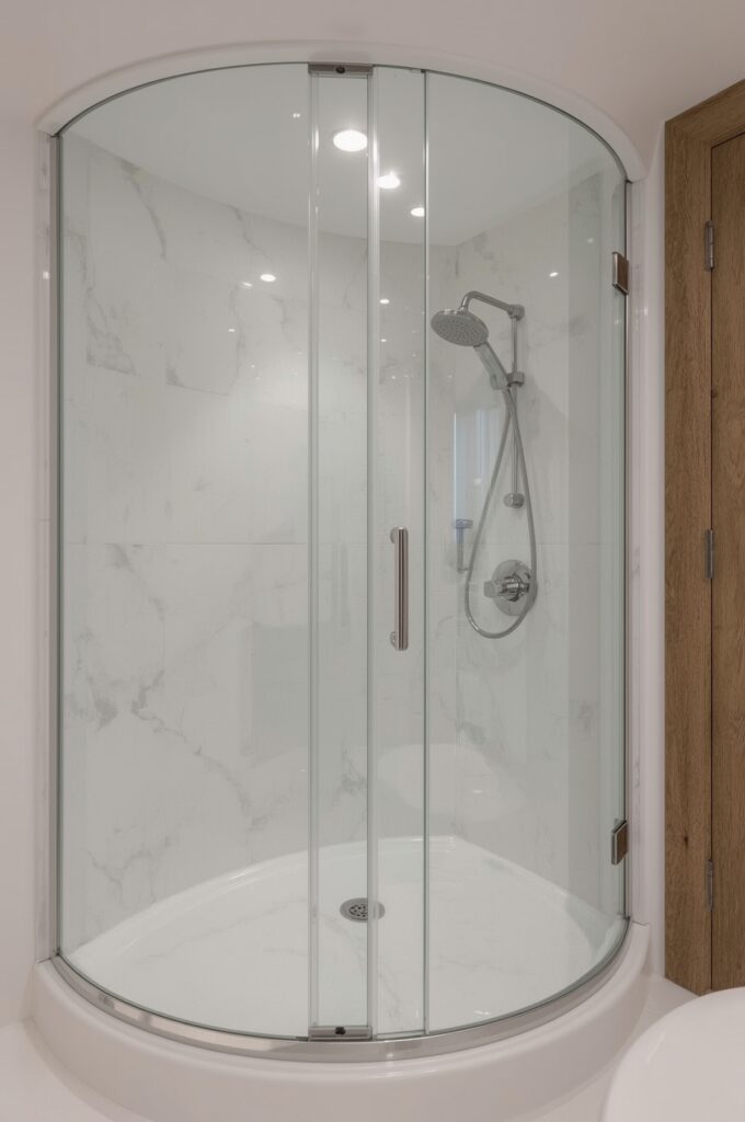Curved Enclosure with Sliding Doors