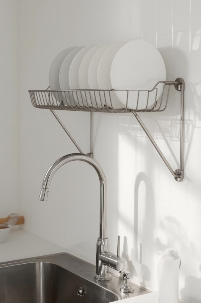 Compact Wall-Mounted Dish Drying Rack