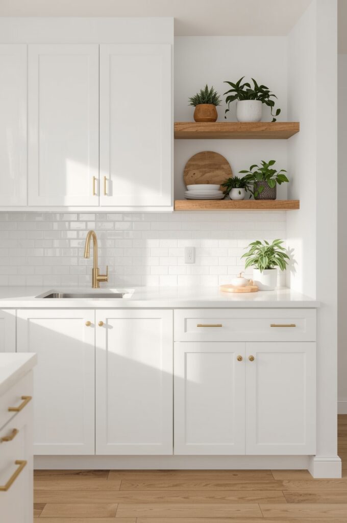 Bright White Cabinets to Expand Space