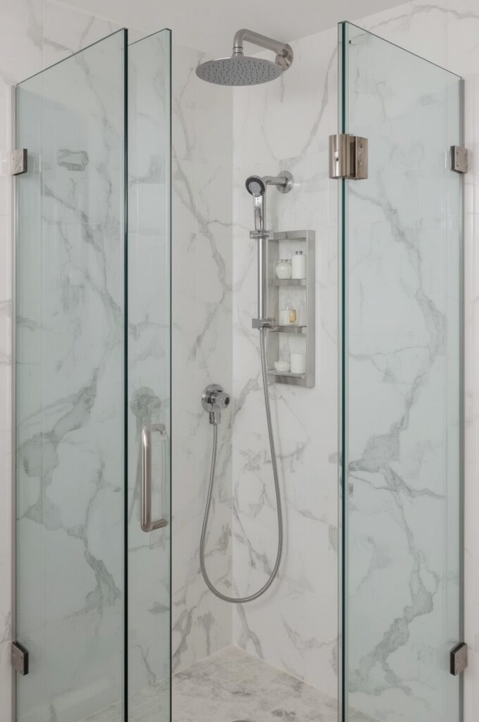 Dual Showerheads in a Compact Corner
