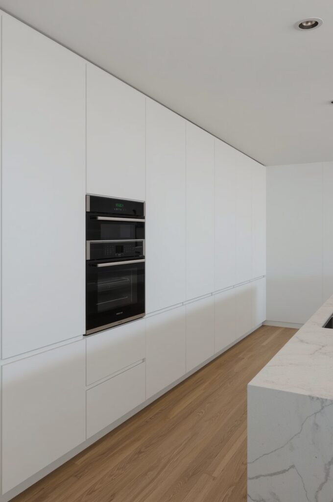 Minimalist One-Wall Kitchen with Integrated Appliances