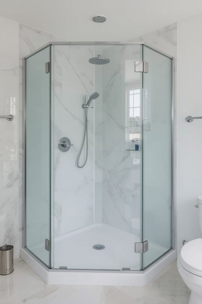 Corner Shower with Integrated Steam Function