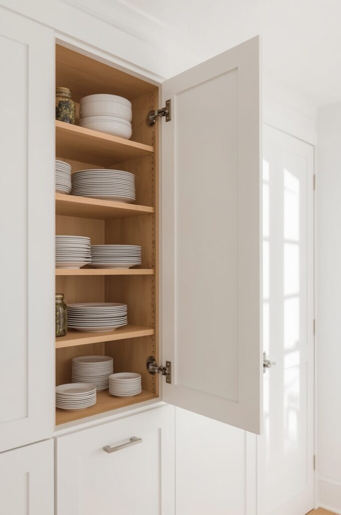 Pull-Down Shelf Mechanism for High Cabinets