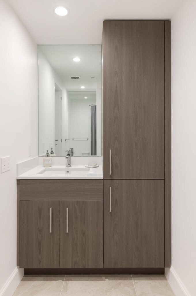 Vanity with Tall Vertical Cabinet Extension