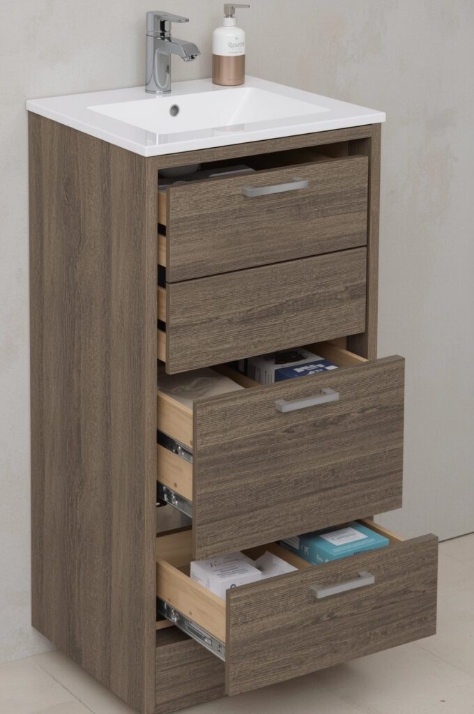 Vanity with Pull-Out Vertical Drawers