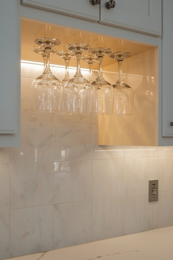 Built-In Wine Glass Rack Under Cabinets