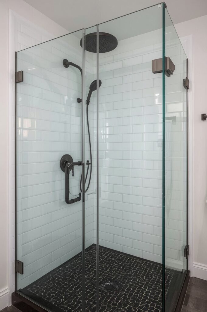 Frameless Shower with Matte Black Hardware