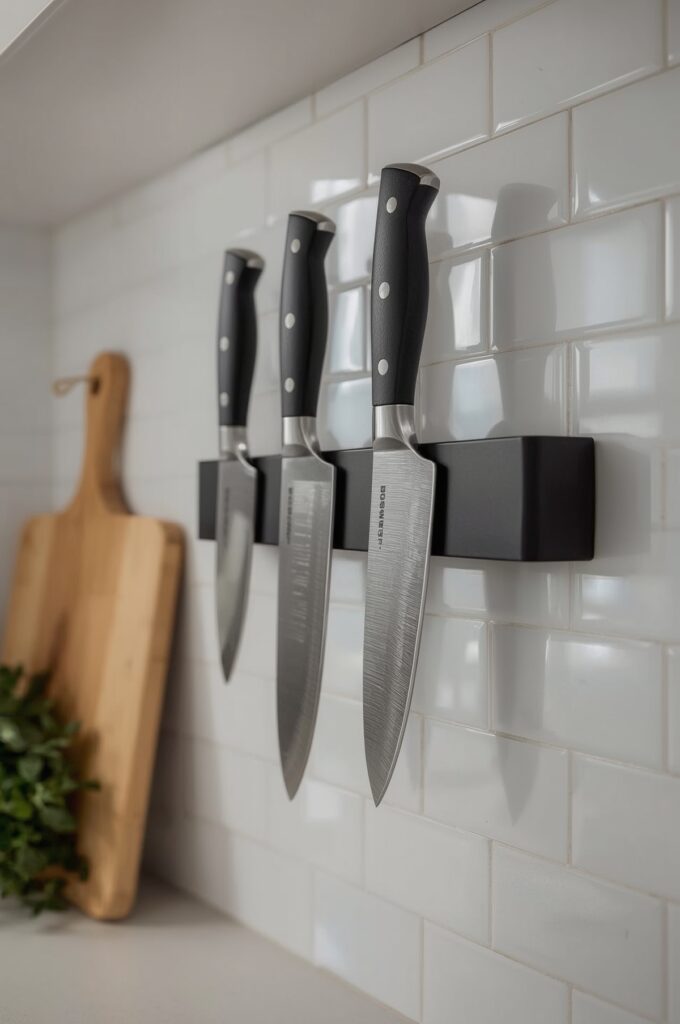 Magnetic Knife Strip on the Wall
