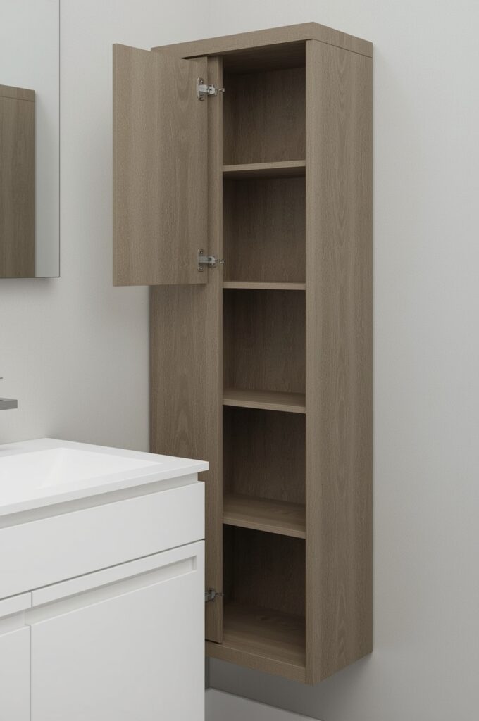 Slim Vanity with Side Storage Tower