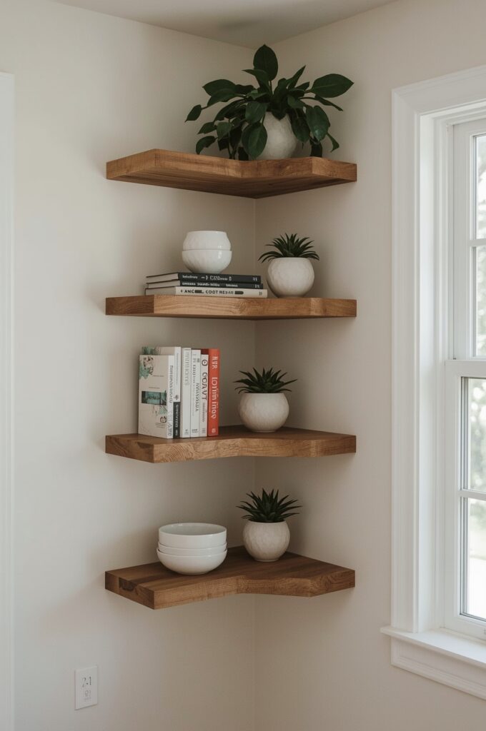 Corner Floating Shelves for Decor and Storage