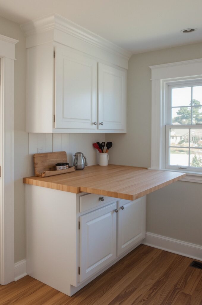 Compact Kitchen with Fold-Up Countertop Extension
