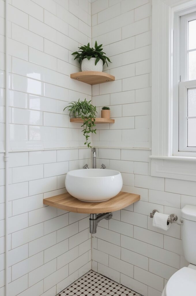 Corner Floating Shelf with Sink