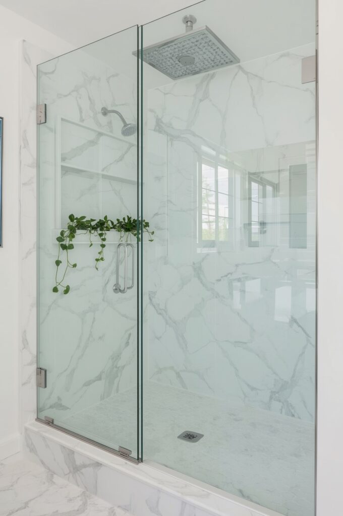 Frameless Shower with Plant Shelf