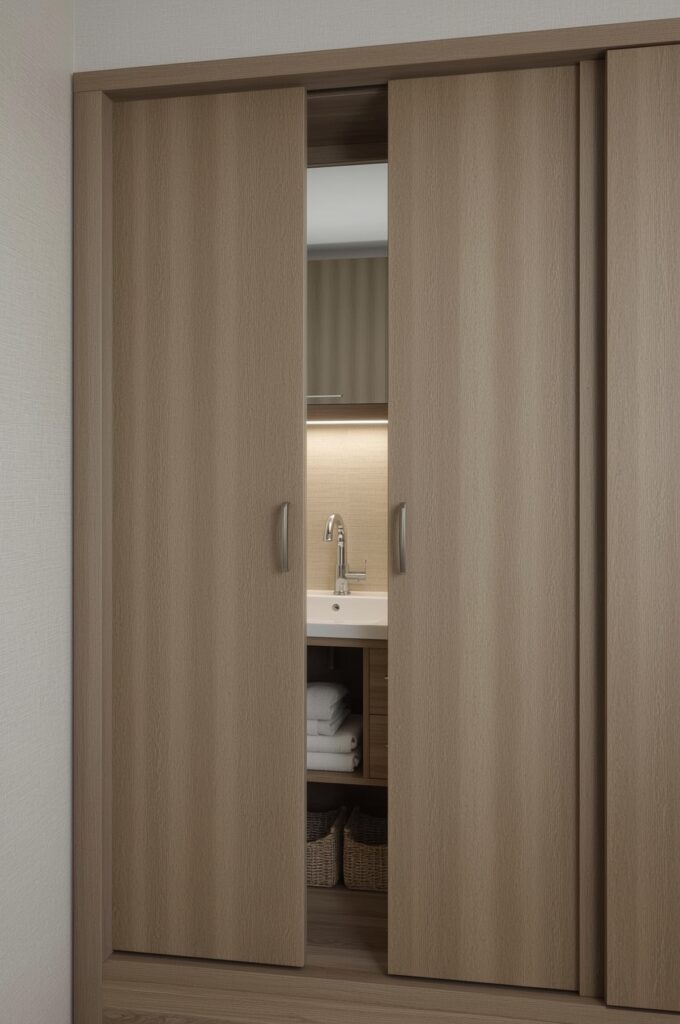 Vanity with Sliding Door Storage