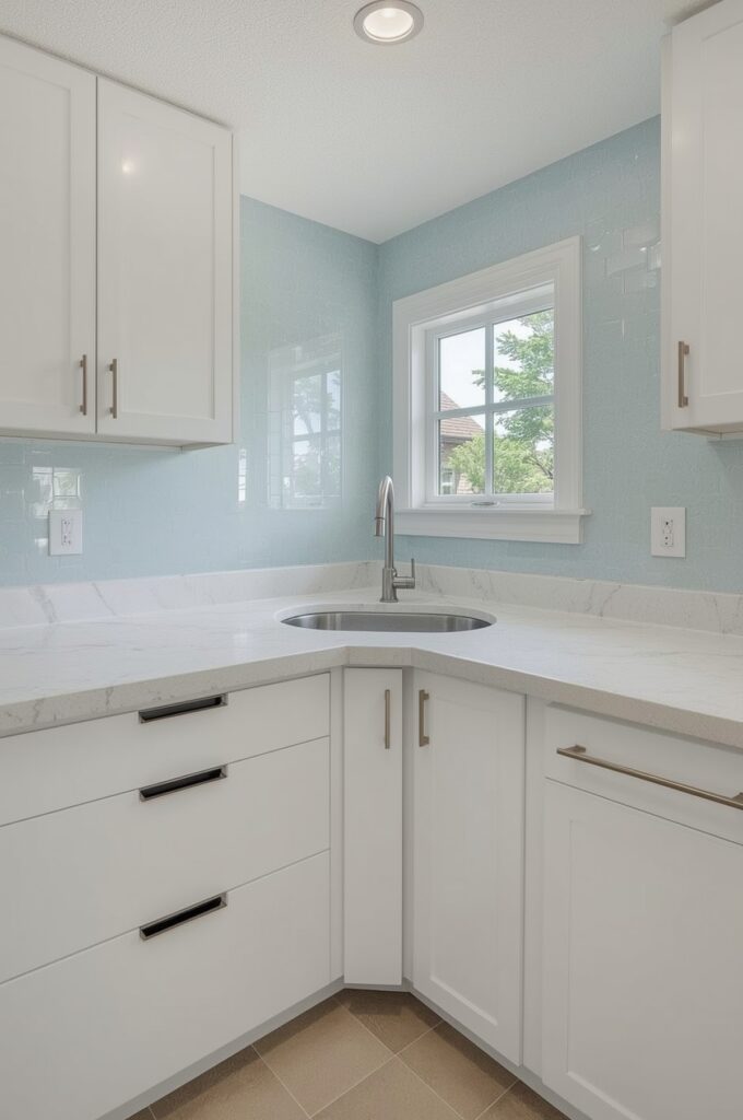 Corner Kitchen Sink with Diagonal Storage