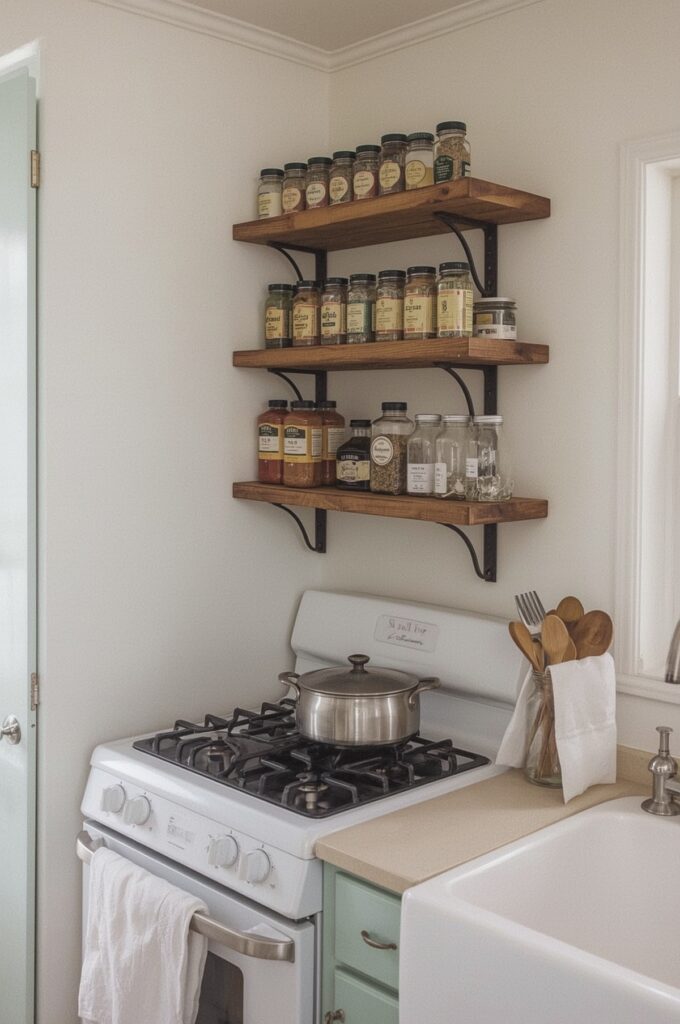 Tiered Shelf Above Stove for Spices