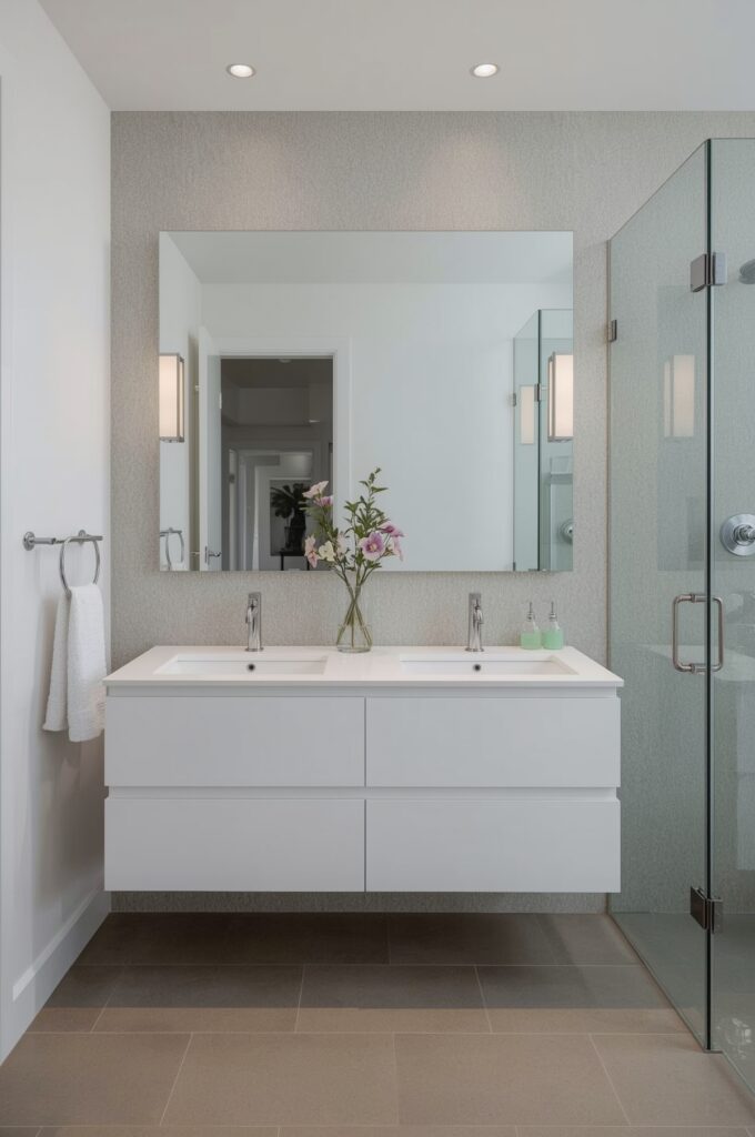 Wall-Hung Double Vanity for Small Couples’ Baths