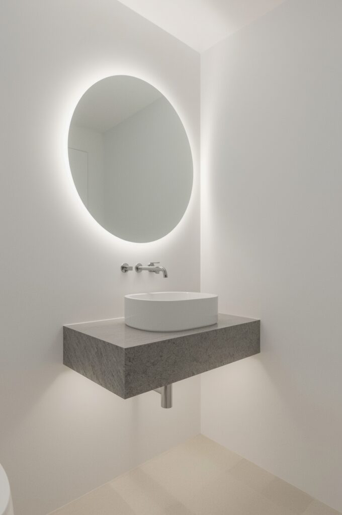 Minimal Floating Slab with Undermount Sink