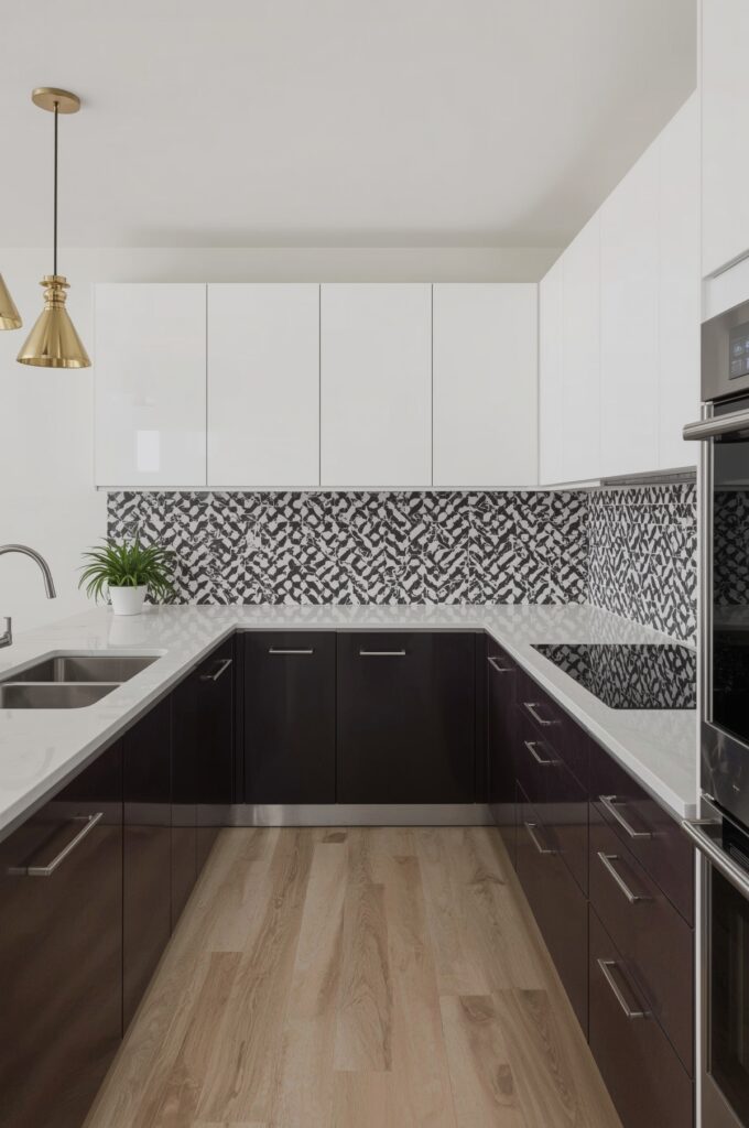 U-Shaped Layout with Tiled Backsplash Feature