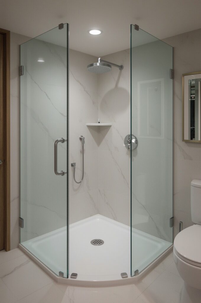 Corner Shower with Smart Glass Privacy Option