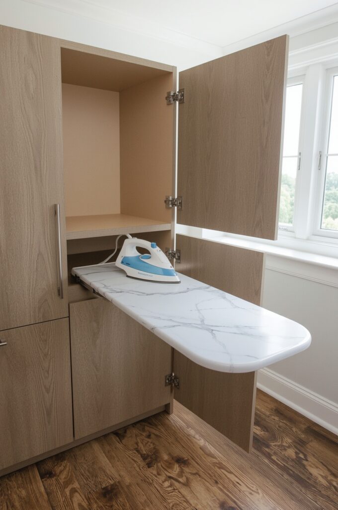 Hidden Fold-Out Ironing Board in Cabinet