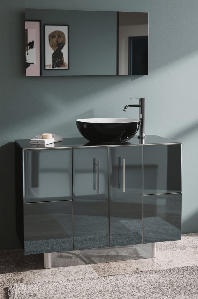 High-Gloss Modern Vanity for Light Play