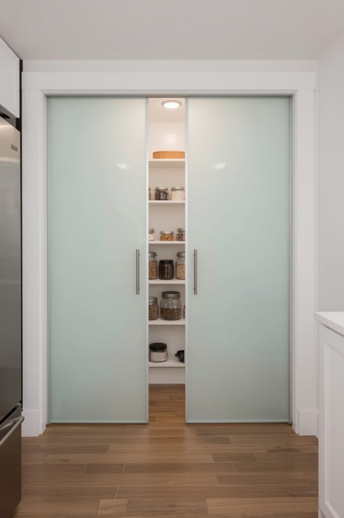 Sliding Glass Panels for Hidden Pantry Access