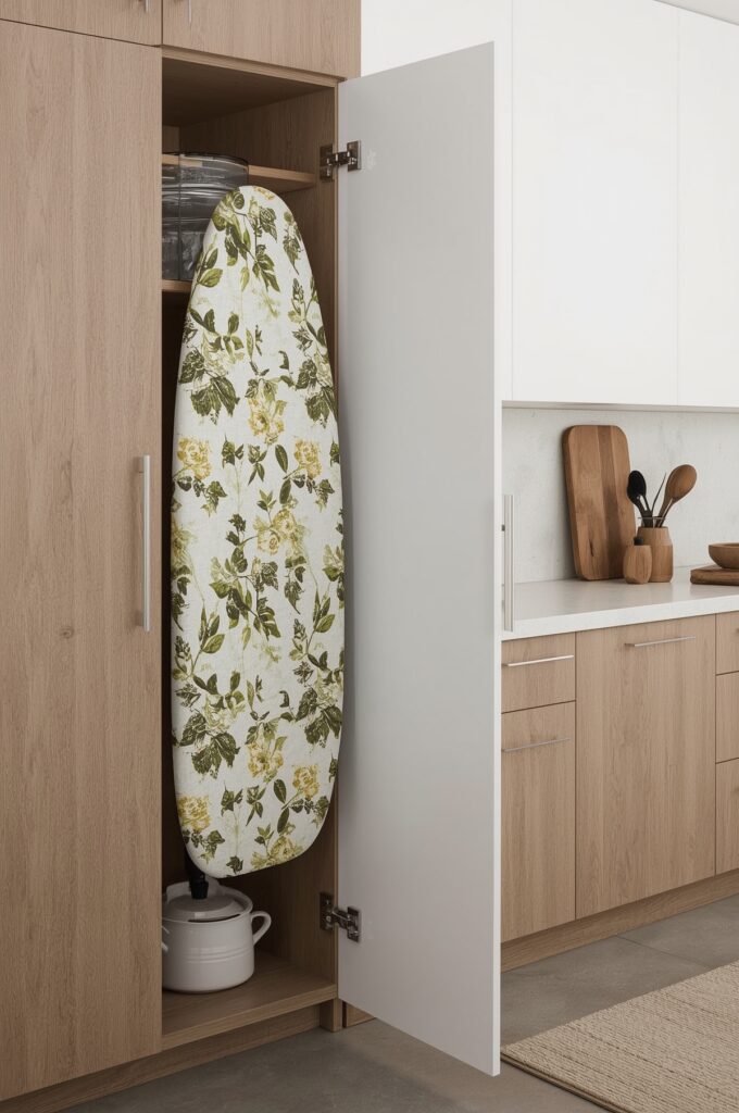 Wall-Mounted Foldable Ironing Board in Kitchen