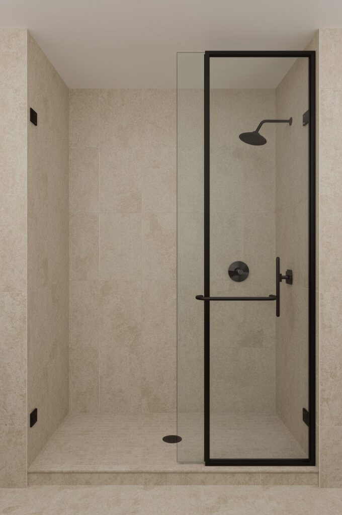 Compact Shower with Concealed Drain Design