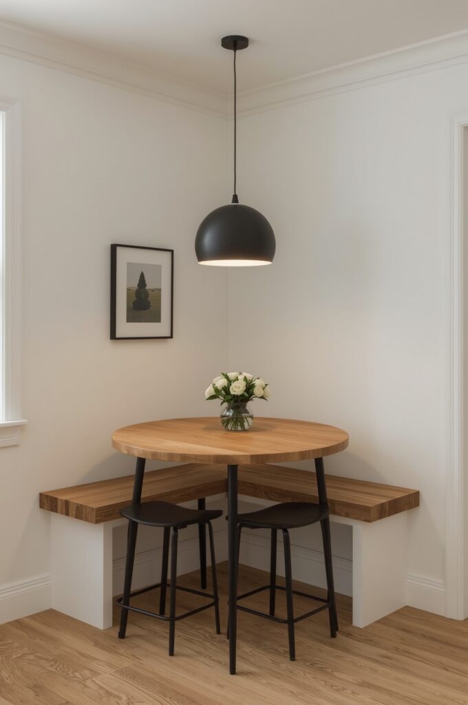 Corner Shelf Table with Seating