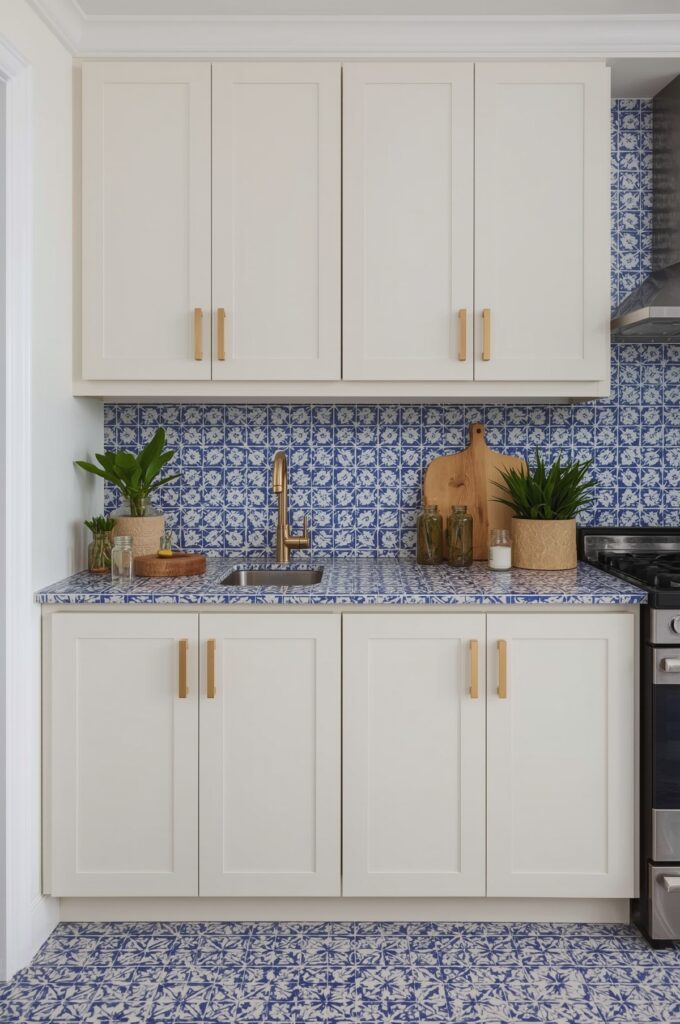 Tiled Countertop with Bold Pattern