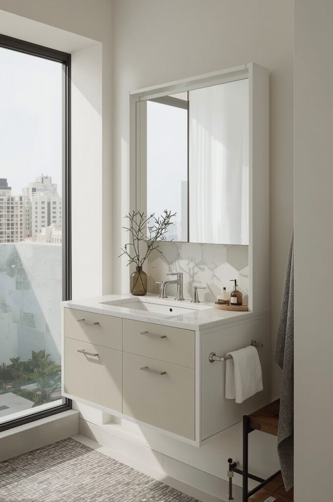 Fold-Up Compact Vanity Cabinet