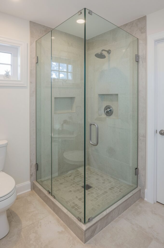 Frameless Shower with Continuous Flooring