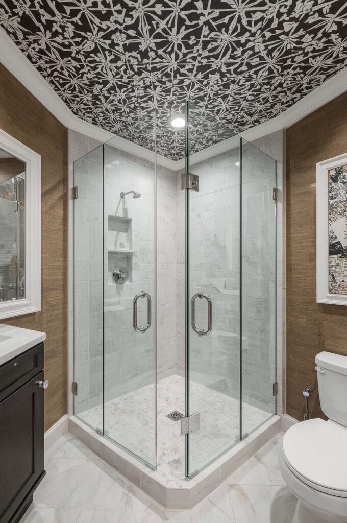 Corner Shower with Statement Ceiling