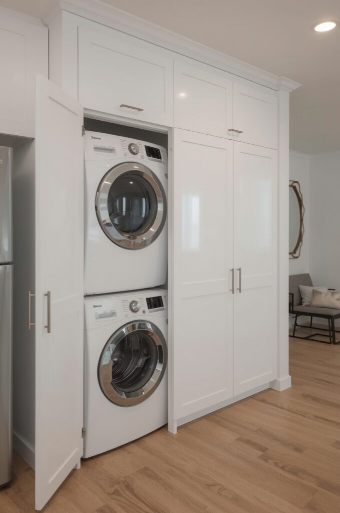 One-Wall Kitchen with Hidden Washer-Dryer Combo