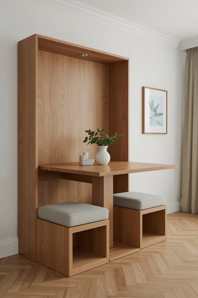 Drop-Down Dining Table with Storage Cubes